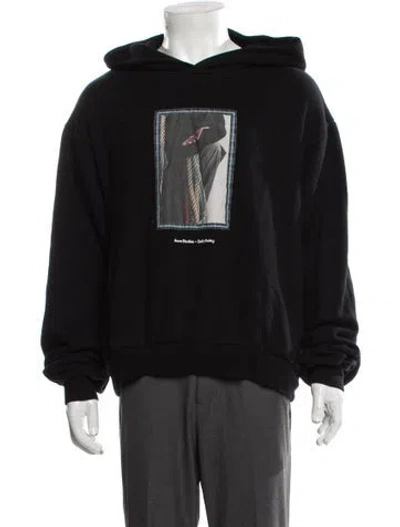 Pre-owned Acne Studios Graphic Print V-neck Hoodie In Black