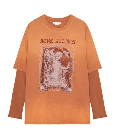 Acne Studios Graphic Printed Layered T-shirt In Brown