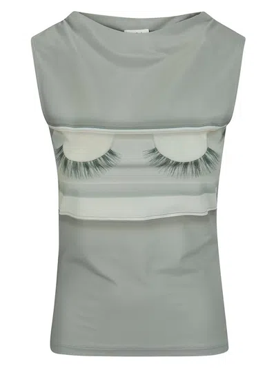 Acne Studios Graphic Printed Sleeveless Top In Light Grey