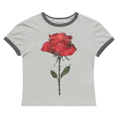 Pre-owned Acne Studios Graphic Rose T-shirt 'grey/red' | Women's Size M In Gray