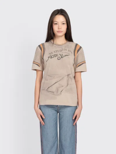 Acne Studios Graphic Short Sleeve T-shirt In Brown