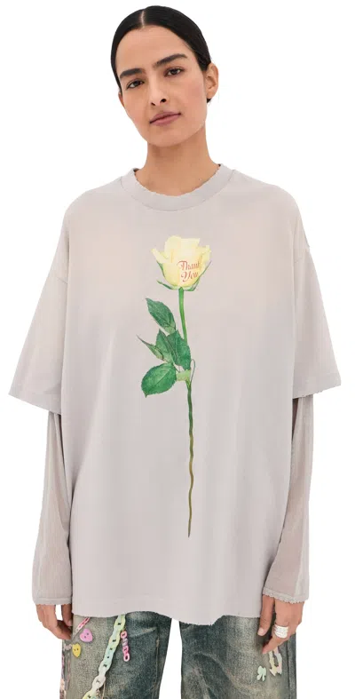 Acne Studios Women Cotton T-shirt With A Floral Print With A Contrasting Logo In Multi