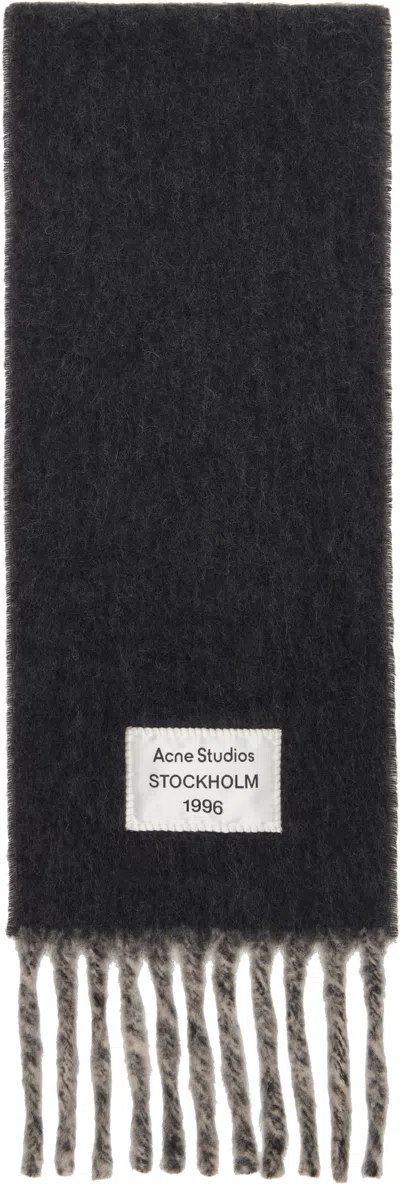 Acne Studios Gray & Beige Bicolour Alpaca Scarf In Black