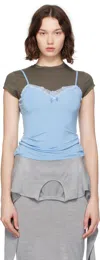 Acne Studios Gray & Blue Layered Strap T-shirt
