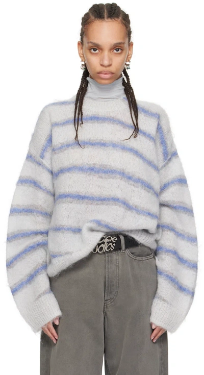 Acne Studios Gray & Blue Stripe Sweater In Dlq Light Grey/sweet
