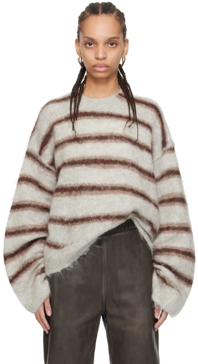 Acne Studios Gray & Burgundy Stripe Sweater In Dlr Grey Melange/bur
