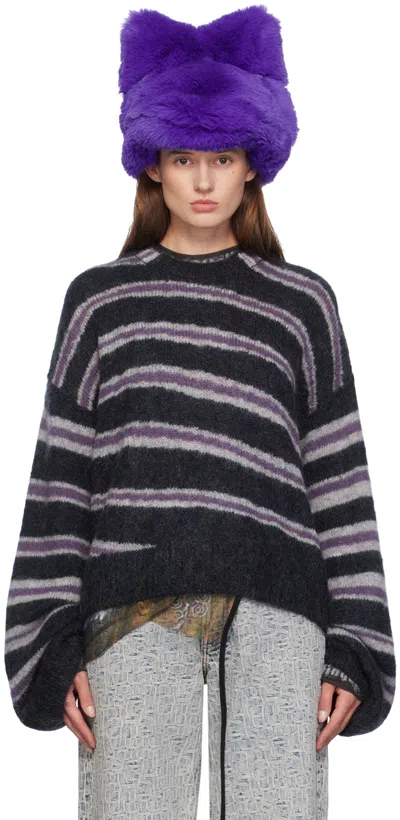 Acne Studios Mohair Blend Jumper In Dark Grey Melange/mult