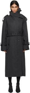 Acne Studios Gray Belted Coat In Ama Grey/black