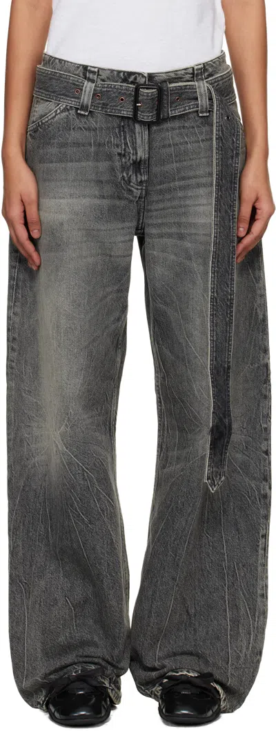 Acne Studios Gray Belted Relaxed Fit Jeans