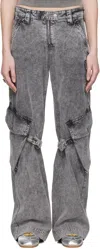 Acne Studios Mid-rise Cotton Canvas Cargo Pants In Dbh Washed Anthracit