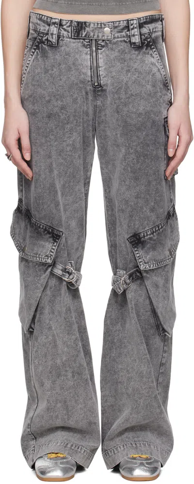 ACNE STUDIOS GRAY CANVAS CARGO PANTS