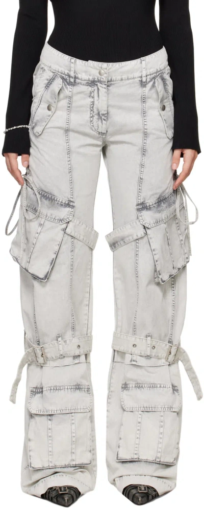 Acne Studios Cotton Cargo Trousers Dusty White In Grey