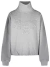 Acne Studios Brushed Cotton Fleece Funnel Neck Logo Sweatshirt With Balloon Hem In Transparent