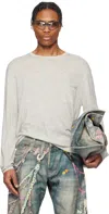 Acne Studios Gray Crew Neck Cashmere Sweater In X92 Light Grey Melan