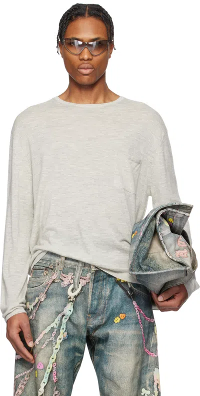 Acne Studios Grey Crew Neck Cashmere Jumper In X92 Light Grey Melan