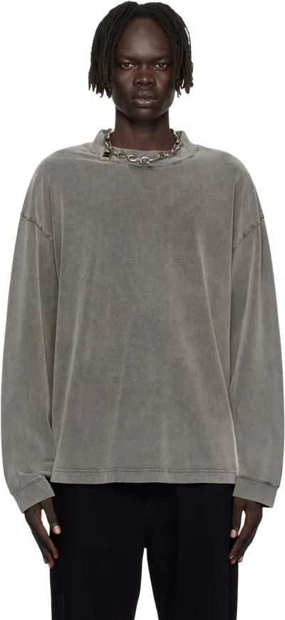 Acne Studios Gray Crew Neck Relaxed Fit Sweatshirt In Multi
