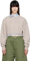 Acne Studios Gray Cropped Logo Sweatshirt In Dmn Mauve Grey