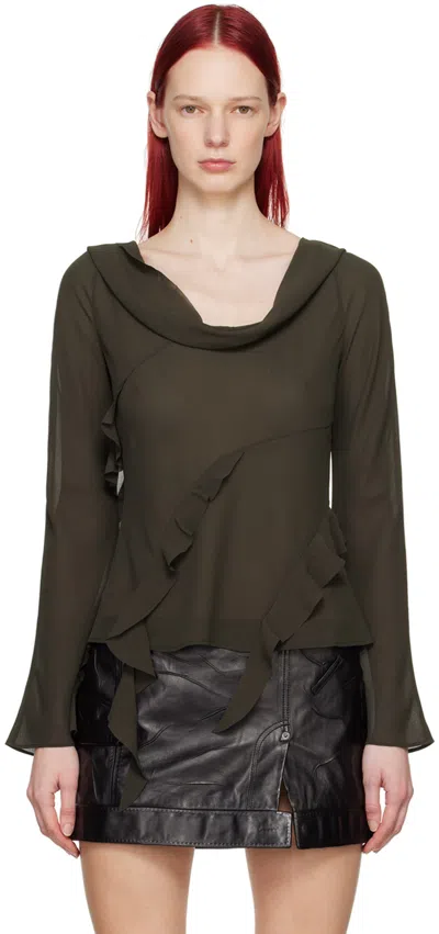 Acne Studios Grey Draped Blouse In Aa2 Anthracite Grey