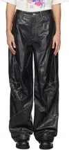 Acne Studios Gray Embroidered Leather Pants In Aa2 Anthracite Grey