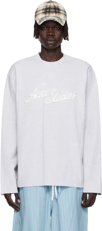 Acne Studios Gray Embroidered-logo T-shirt In White