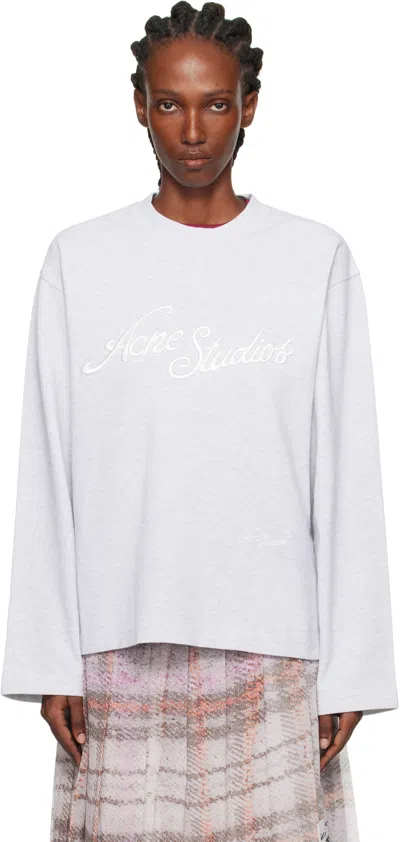 Acne Studios Gray Embroidered-logo T-shirt In White