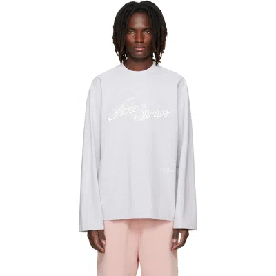 Acne Studios Gray Embroidered-logo T-shirt In White