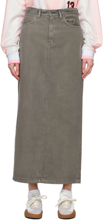 Acne Studios Gray Faded Denim Maxi Skirt In Aa2 Anthracite Grey