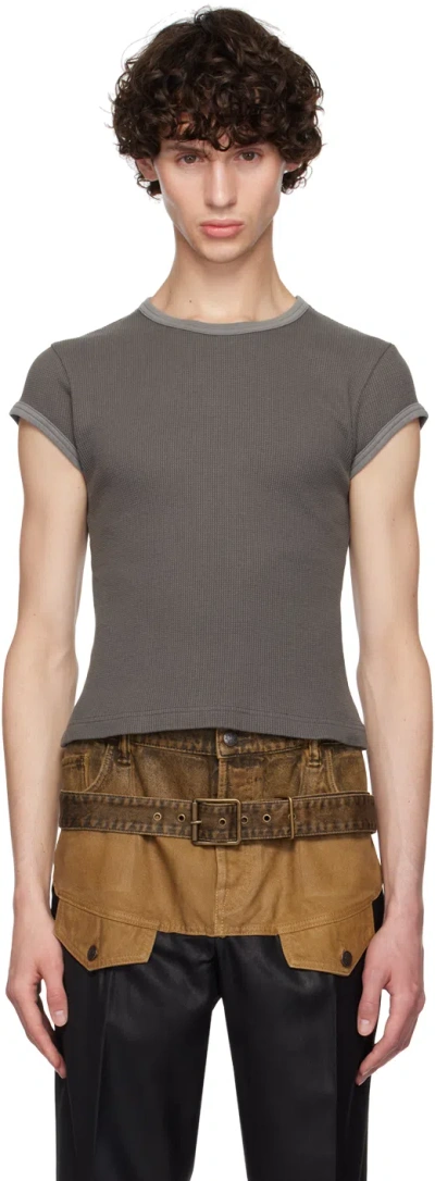 Acne Studios Gray Fitted Garment-dyed T-shirt In Djo Faded Grey