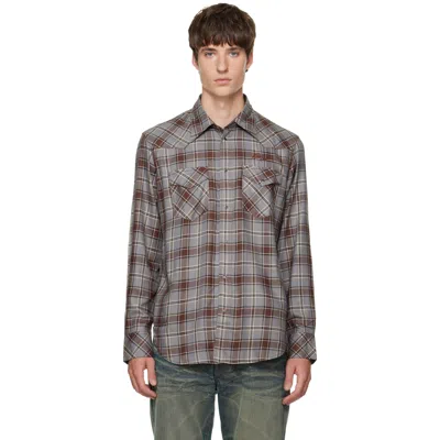 Acne Studios Gray Flannel Check Button-up Shirt In Bq9 Multi Grey