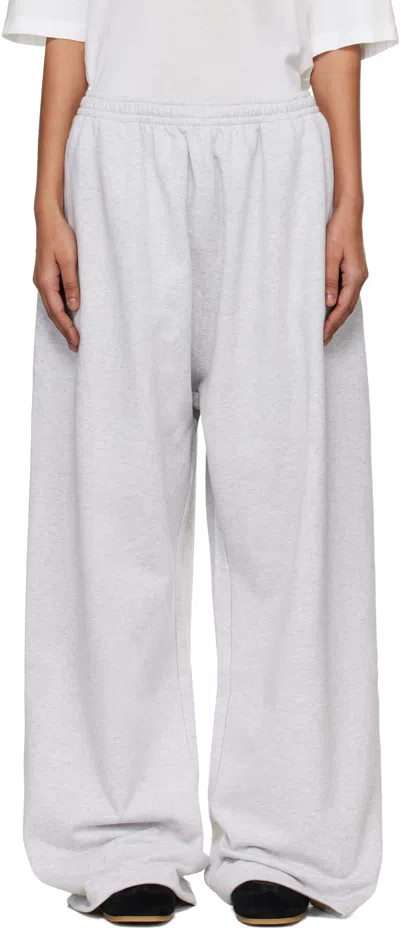 Acne Studios Gray Fleece Logo Sweatpants In White
