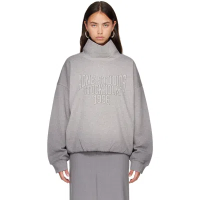 Acne Studios Gray Fleece Logo Sweatshirt In 990 Grey Melange