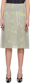 Acne Studios Layered Distressed Chiffon And Floral-print Crepe Skirt In Bya Yellow/grey