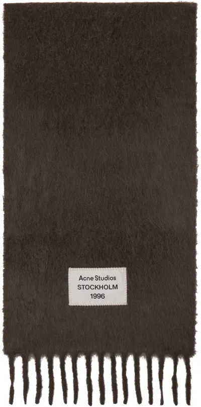 Acne Studios Gray Fringe Alpaca Scarf In Black