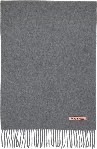 Acne Studios Gray Fringe Wool Narrow Scarf