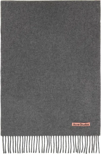 Acne Studios Gray Fringe Wool Narrow Scarf