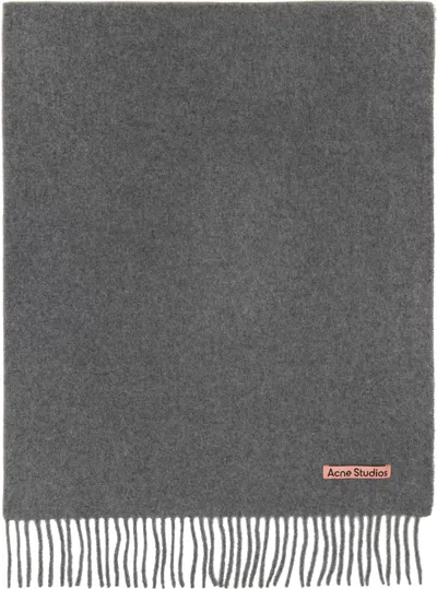 Acne Studios Gray Fringe Wool Oversized Scarf