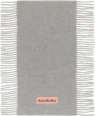 Acne Studios Gray Fringe Wool Scarf In Pink