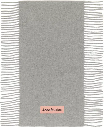 Acne Studios Gray Fringe Wool Scarf In X92 Light Grey Melan