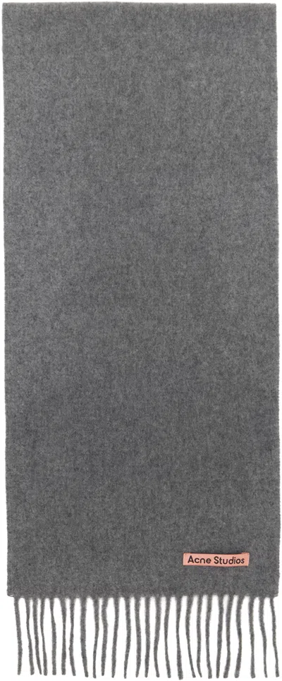 Acne Studios Fringed Edge Cashmere Scarf In Gray