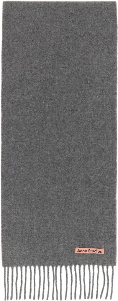 Acne Studios Gray Fringe Wool Skinny Scarf