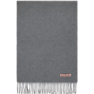 Acne Studios Gray Fringed Wool Scarf In X92 Light Grey Melan
