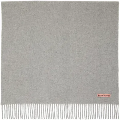 Acne Studios Gray Fringed Wool Scarf In X92 Light Grey Melan