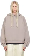 Acne Studios Gray Garment-dyed Hoodie In Adf Dusty Purple