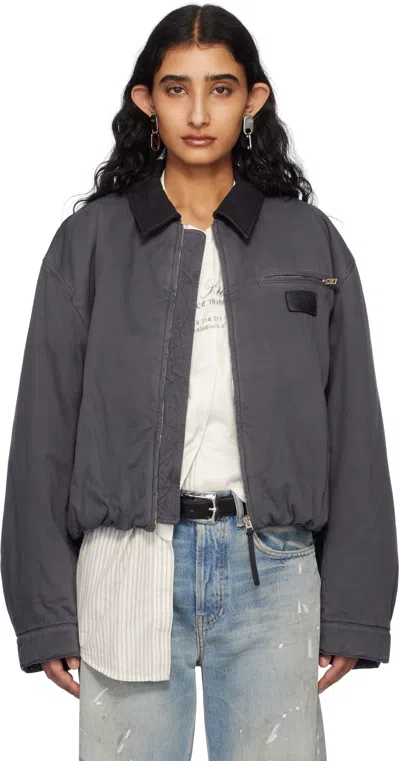 Acne Studios Gray Heavy Twill Bomber Jacket In Aa2 Anthracite Grey