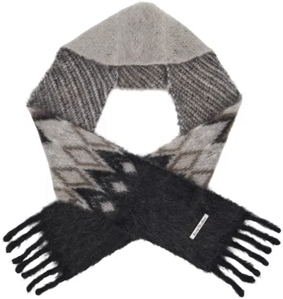 Acne Studios Gray Hooded Scarf In Black