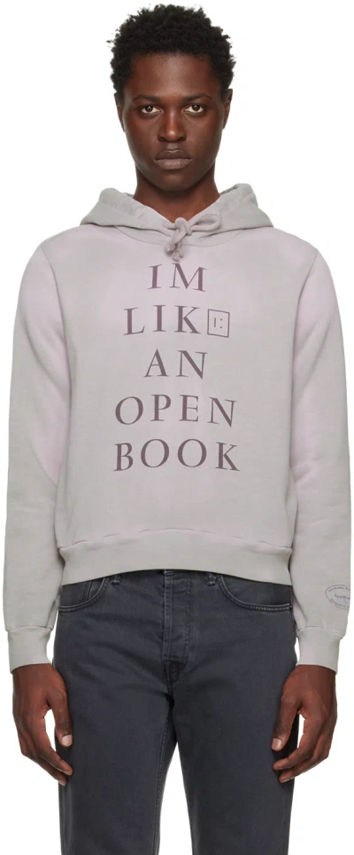 Acne Studios Gray 'i'm Like An Open Book' Hoodie In Ai3 Grey/pruple