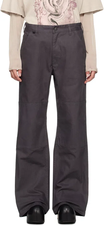 Acne Studios Gray Knee Patch Trousers In Aa3 Dark Grey
