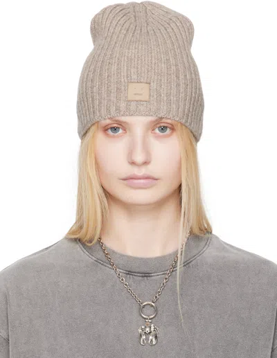 Acne Studios Gray Knitted Beanie In Drn Greige Melange