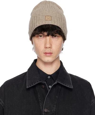 Acne Studios Gray Knitted Beanie In Drn Greige Melange