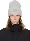 Acne Studios Gray Large Face Logo Beanie In X92 Light Grey Melan